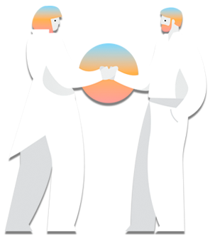 cartoon image of two people shaking hands